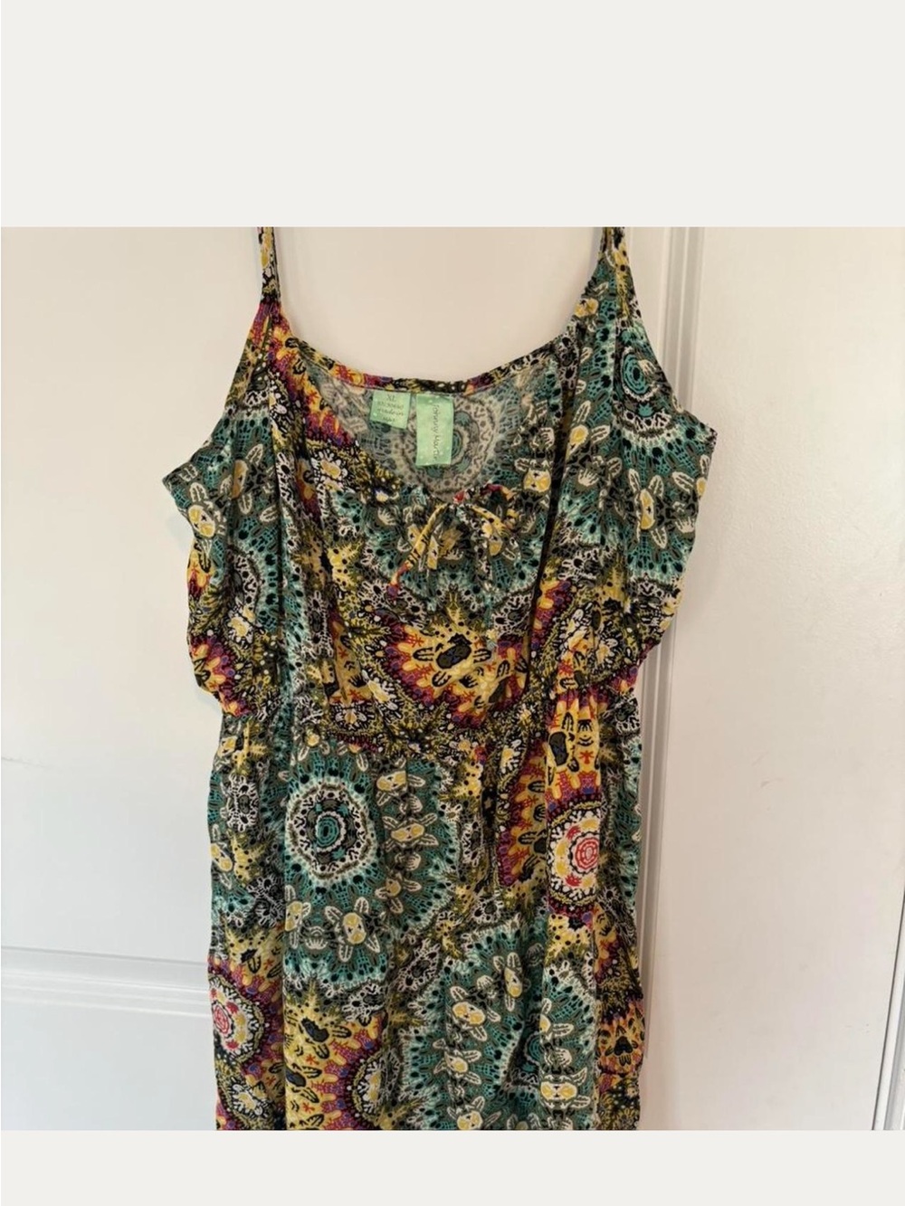 Johnny Martin Multicolor Printed Maxi Dress with Teal & Yellow Accents